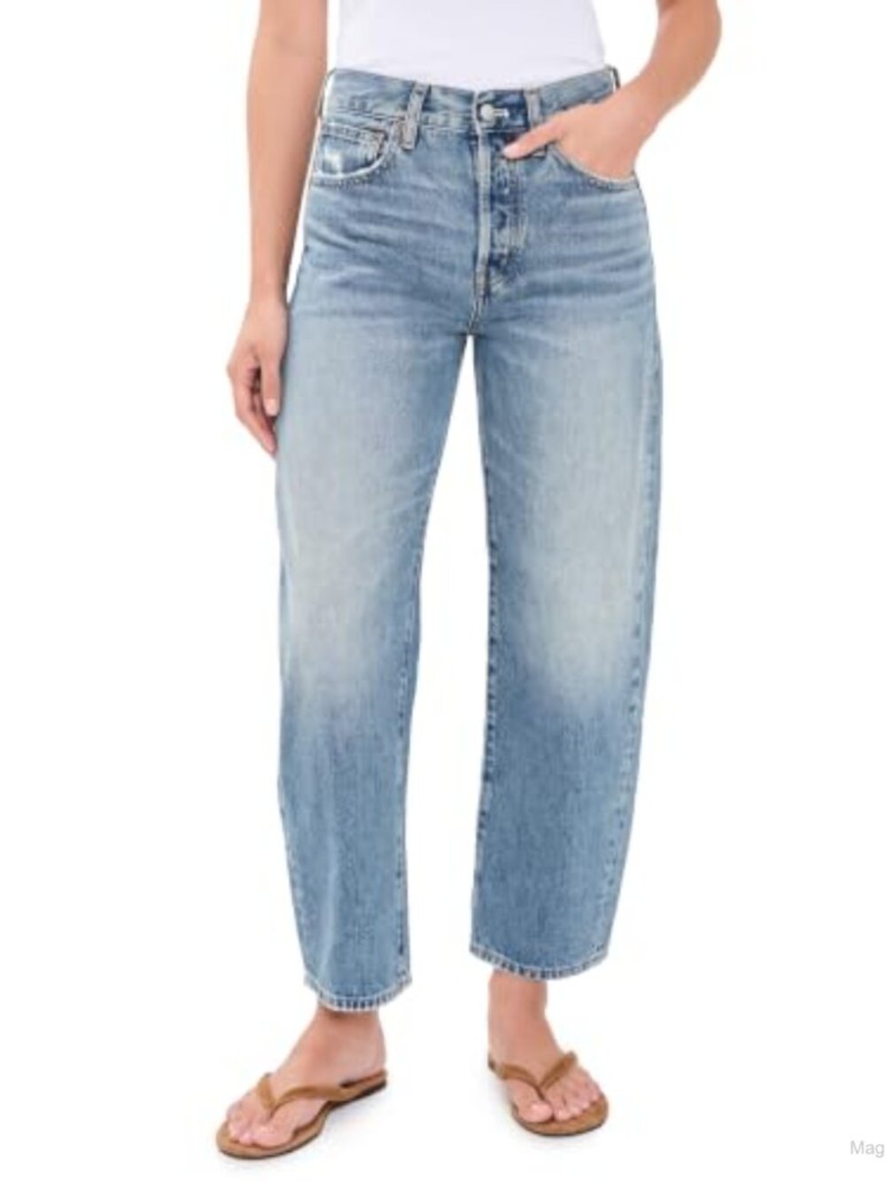 High Rise Barrel Leg Jeans Non-Stretch Mid-Weight 27 Waist